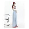 2025 Spring/Summer Women's White High-Waist Wide-Leg Floor-Length Jeans