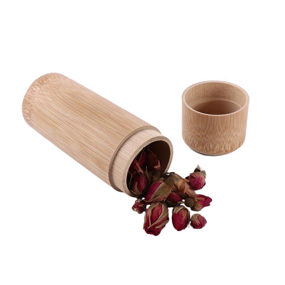 Natural Eco-friendly With Lid Jar Handmade Bamboo Organizer Container Tea Canister Storage Box