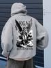 Classic Gothic Renaissance Style Men Hip Hop Athletic Hoodie, Detailed Winged Angel Artwork And Slogan Printed On Back, Relaxed Street Sweatshirt