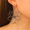 Retro Geometric Hollow Flower Earrings for Women