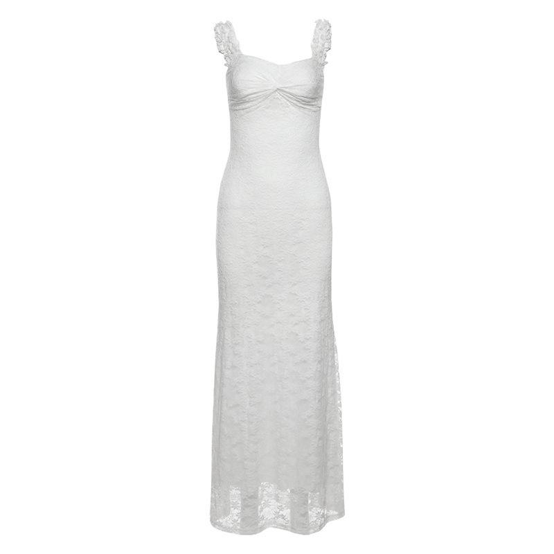 KD European and American wind spring new women's clothing suspender long dress sexy slim solid color dress