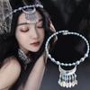 1PC Long Chain Ethnic Style Hair Jewelry Headpieces Forehead Dancing For Women Leaf Tassel Necklace Bohemia Headwear