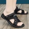 Summer Men Leather Sandals Genuine Leather Non-slip Men Shoes Slippers Outdoor Thick-soled Beach Shoes Comfor Soft Men Sandalias