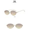 Women's sunglasses, men's and women's fashion oval rimless trimmed sunglasses, metal sunglasses