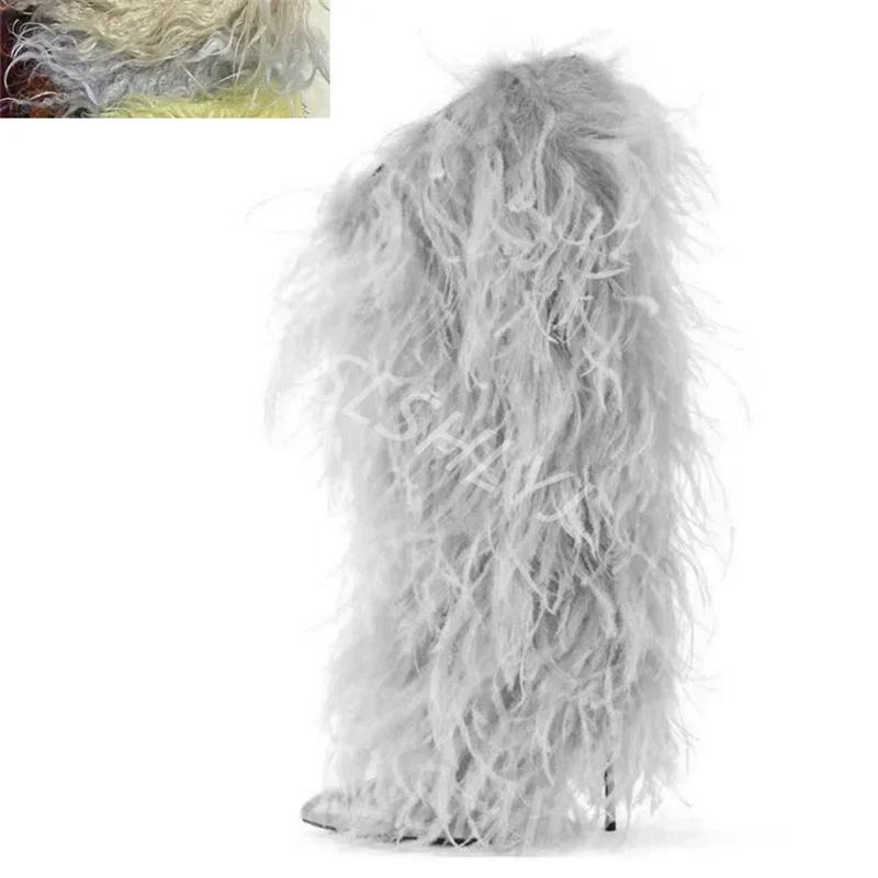 

Мода Мода Конфетные Цвета Плюшевые Сапоги до Колена Сексуальные Оранжевые Фиолетовые Зимние Сапоги с Острым Носком и Высоким Каблуком 35-43 Обувь Женская Модель для Журнала 39