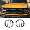 Front Headlight Lamp Cover Trim Bezels Accessories For Ford Bronco + Black