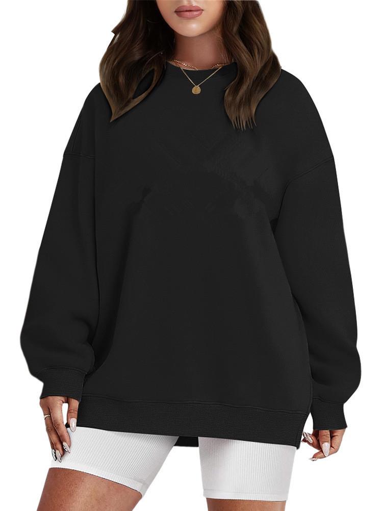 2024 Cross-Border Women's Plus Velvet Loose Long Sleeve Hoodie for Autumn & Winter