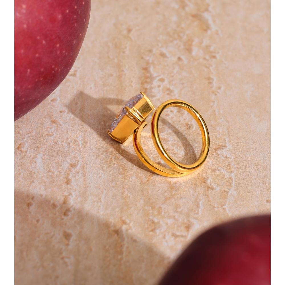 Eetit Bling Cubic Zirconia Rectangle Golden Ring High Quality Stainless Steel Tarnish Resistant Premium Jewelry Recommend