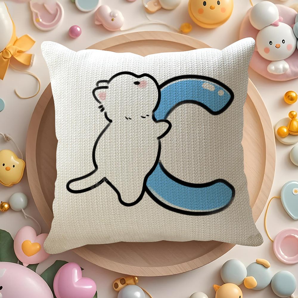 Kindergarten Children Learn Cartoon Cat Letters Pillow Case Sofa Living Room Bedroom Headboard Backrest Cushion Square Cushion