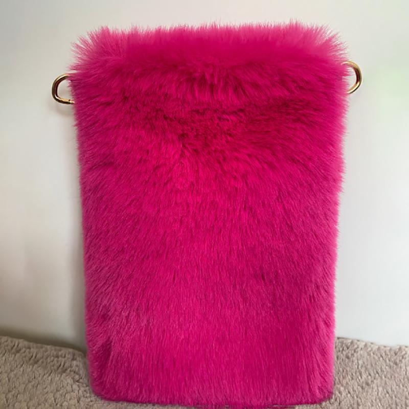 Women Plush Mobile Phone Bag  Mini Crossbody Bag Travel Walking Shopping Bag Winter Diagonal Coin Lipstick Earphone Bag