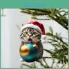 Creative Christmas Cat Hanging Ornament Acrylic Car Decoration For Holiday Cheer