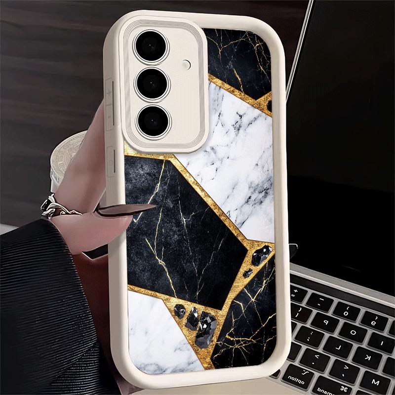 Phone Case for Samsung Galaxy S26 S25 Ultra S24 FE Geometric Marble Pattern Shell S23 Plus S22 + S21 S20 5G Soft Silicone Funda