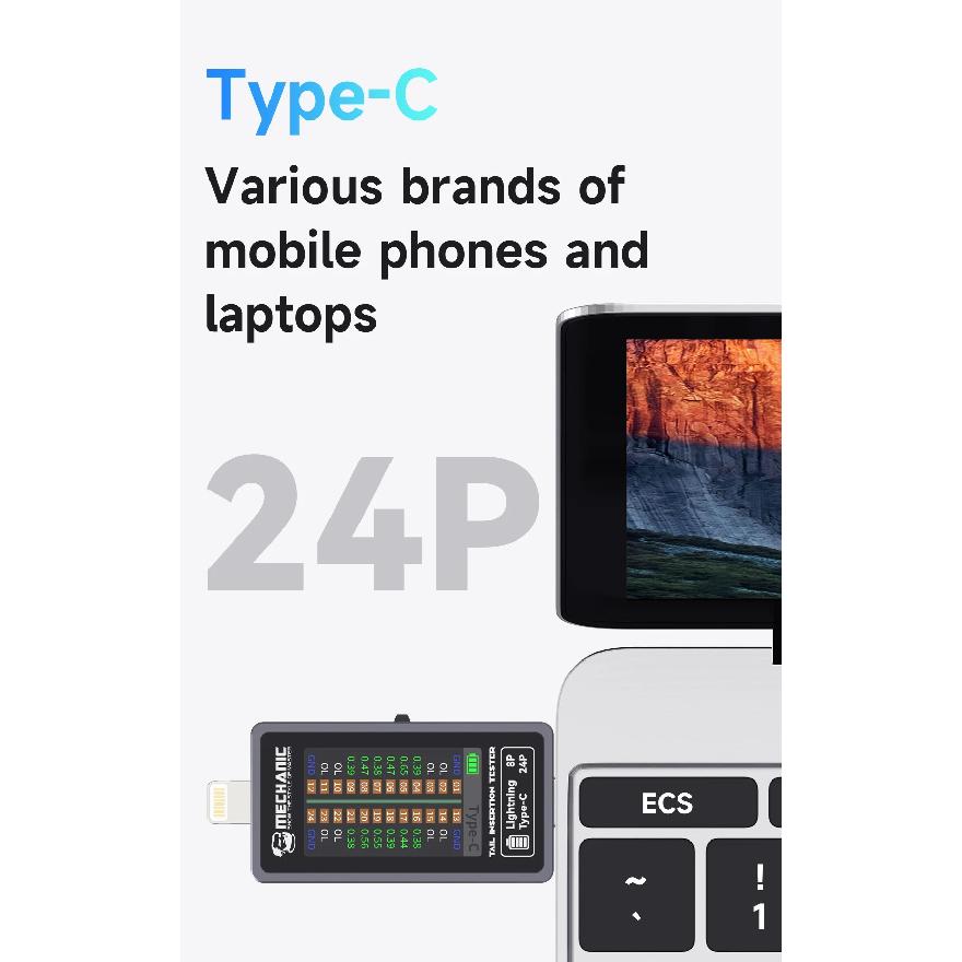 Mechanic T-824 No Disassembly Required Mobile Phone Tail Insertion Detector Digital Display Current Power Check Independent Pin