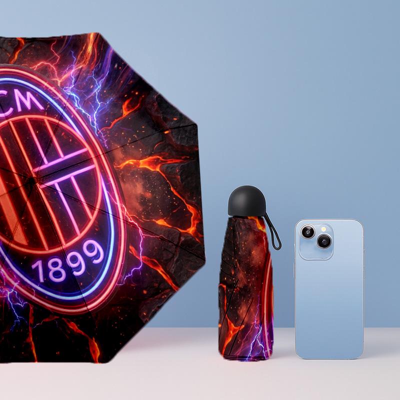 AC Milan Pattern Printed Mini 5 Folds 8 Ribs Compact Umbrella Windproof Waterproof Lightweight Portable Folding
