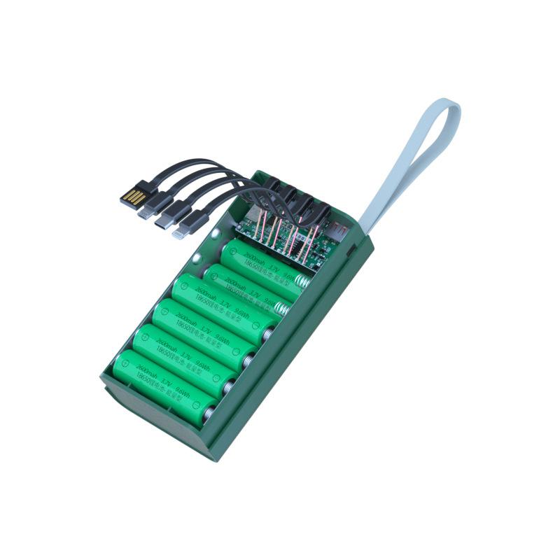 T12D 18650 DIY Power Bank Base with Type C Micro USB Cable Flashlight Fast Power Bank Case 18650 Battery Holder Charging Box Shell