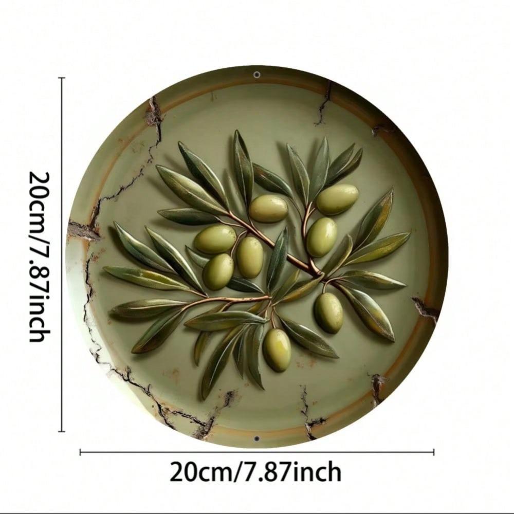 Металлическая табличка  Оливковая ветвь  Зеленое круглое настенное искусство для сада, офиса, Хэллоуина, домашнего декора 20x20