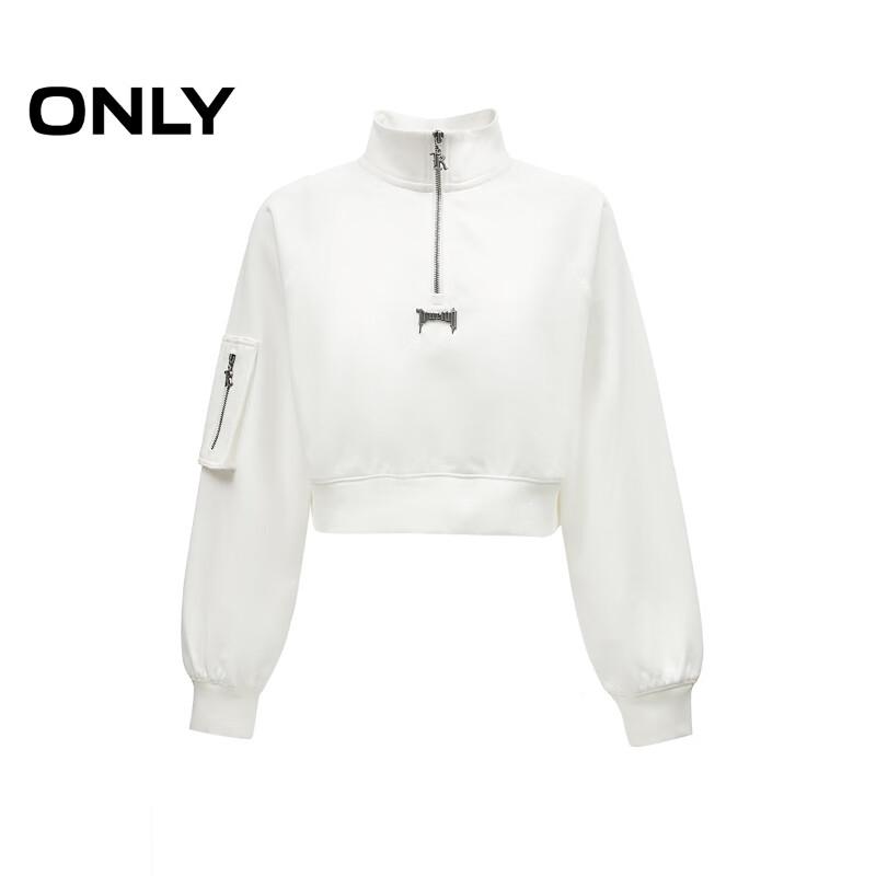 Only Women's Zipper Stand Collar Cropped Sweatshirt