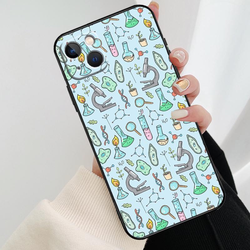 Handyhülle mit Biologie- und Chemiemotiven für iPhone 17 Pro Max, 14, 13, 12, 11, 15, 16 Pro Max, mini, 16, 15 Plus, 16e und 17 Air