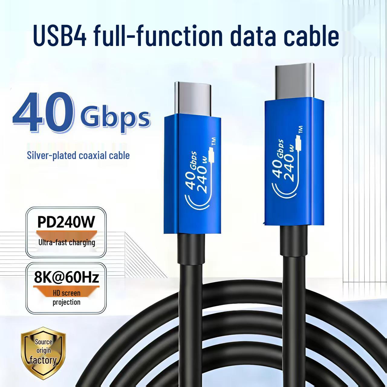 

Thunderbolt 4 Data Cable: 240W Fast Charging, 40Gbps Type-C USB4 for Gaming & Office. 0.2m