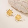 18K Gold Plated Titanium Pearl Portrait Stud Earrings for Travel and Vacation