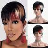 European and American Style Women’s Short Straight Synthetic Wig Fashion Multicolor Hairpiece with Side Bangs