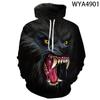 Felpa con Cappuccio Stampa 3D Lupo Ululante Motivo Animale Uomo Felpe Cappotto Donna Felpe Invernali Top Oversize