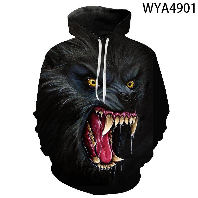 Felpa con Cappuccio Stampa 3D Lupo Ululante Motivo Animale Uomo Felpe Cappotto Donna Felpe Invernali Top Oversize