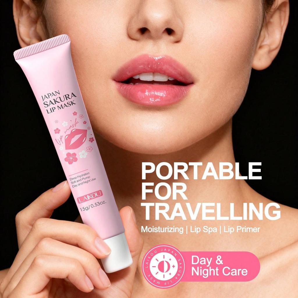 LAIKOU Sakura Moisturizing and Delicate Lip Mask Removes Lip Lines Improves Lip Skin Condition Prevents Chapped Lip Care