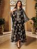 AB423 Plus Size Women's Embroidered Sequin Robe Dress - Middle Eastern, European, American Style