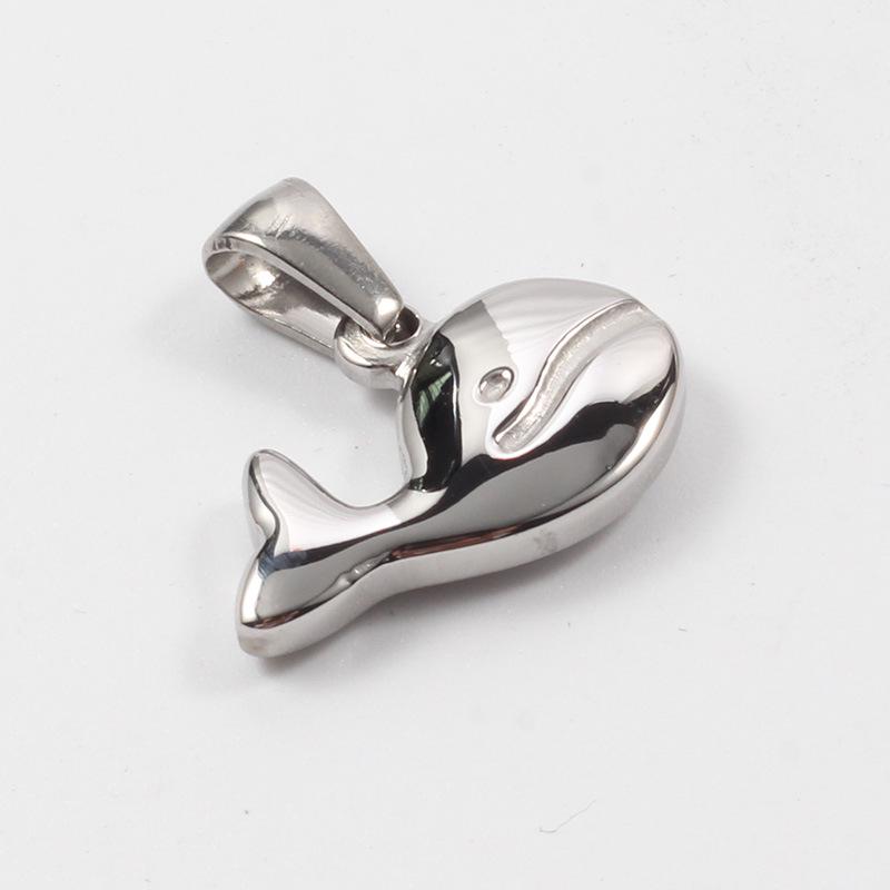 Gold-Plated Stainless Steel Whale Pendant Necklace - Ocean Series DIY Jewelry Accessory
