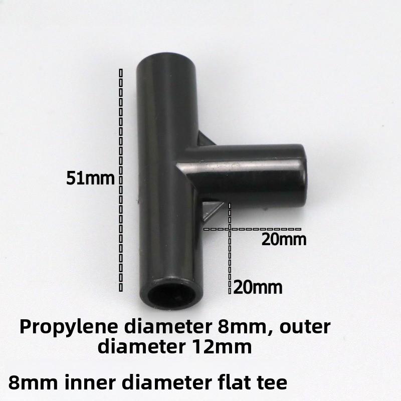 1 ks Černý konektor trubky DIY police Stan Pevný konektor Montážní díly Vnitřní průměr 8/12/16/19 mm ABS plast T-kus Čtyřcestný koleno Rovné spojení
