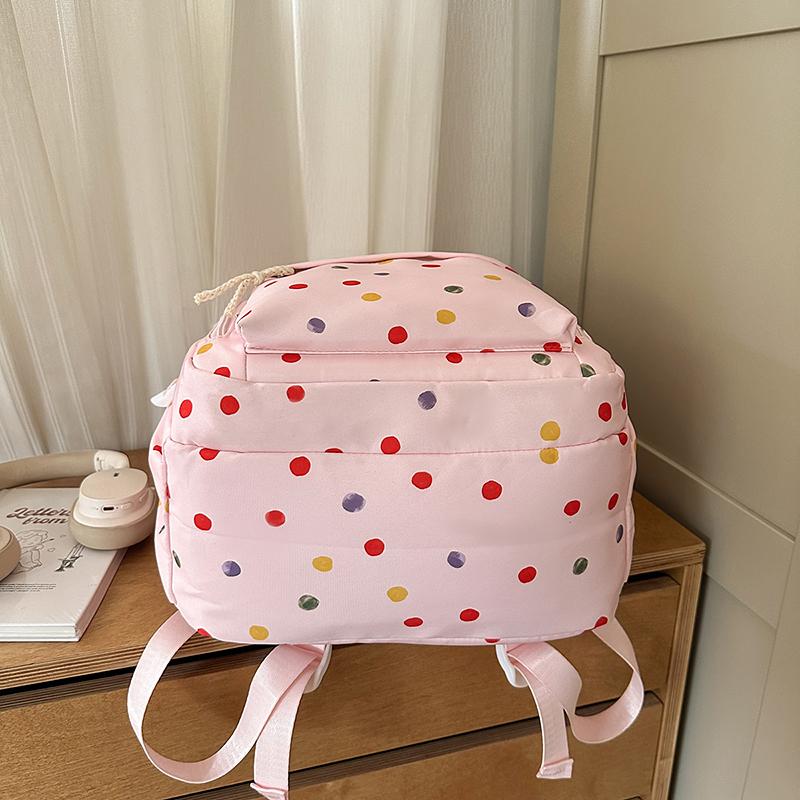 Dot Print Backpack Junior High School Student Lightweight Schoolbag Girl's Large Capacity Backpack