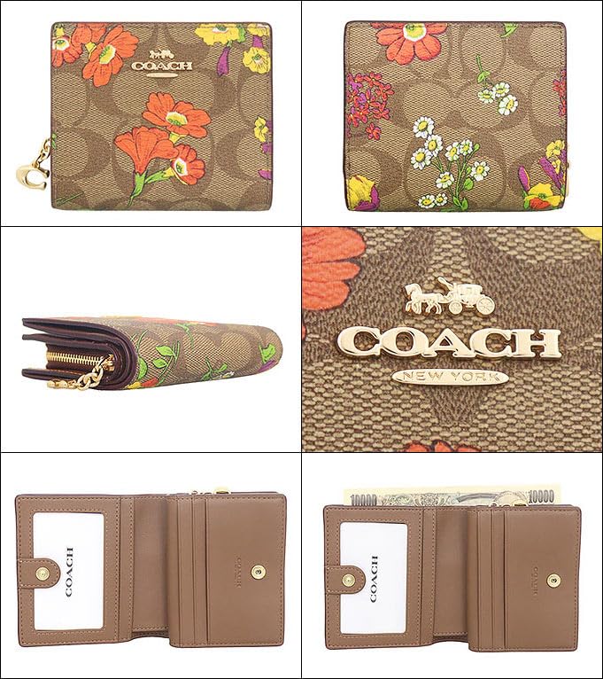 Wallet FCR939 CR939 Khaki Multi Signature Floral Print C Charm Snap Round Zip Wallet [Coach] (Bifold Wallet) Women's [Outlet Product] [Brand] [Item]