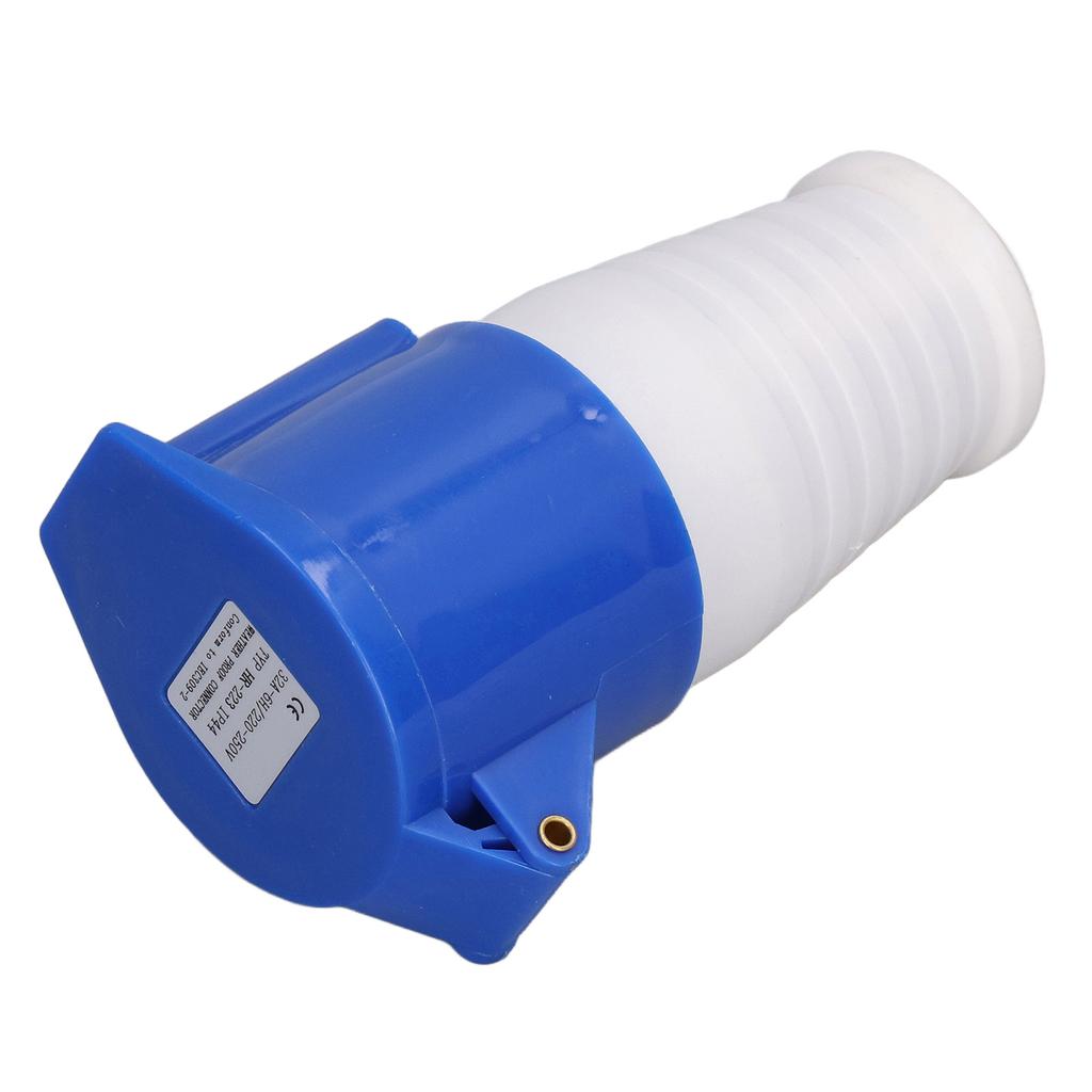 Industrial Plug Socket 3 Pin IP44 Waterproof Connector 32A CEE 220‑250V Blue