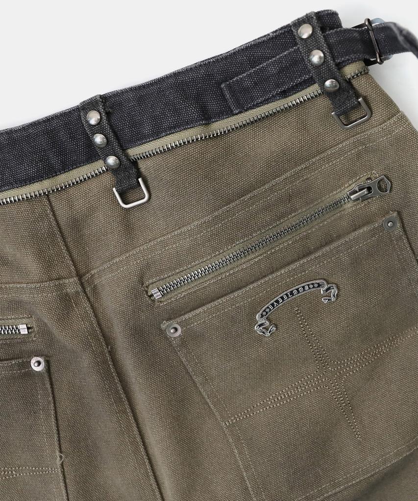 BADBLOOD Studded Carpenter Curved Pants - Beige