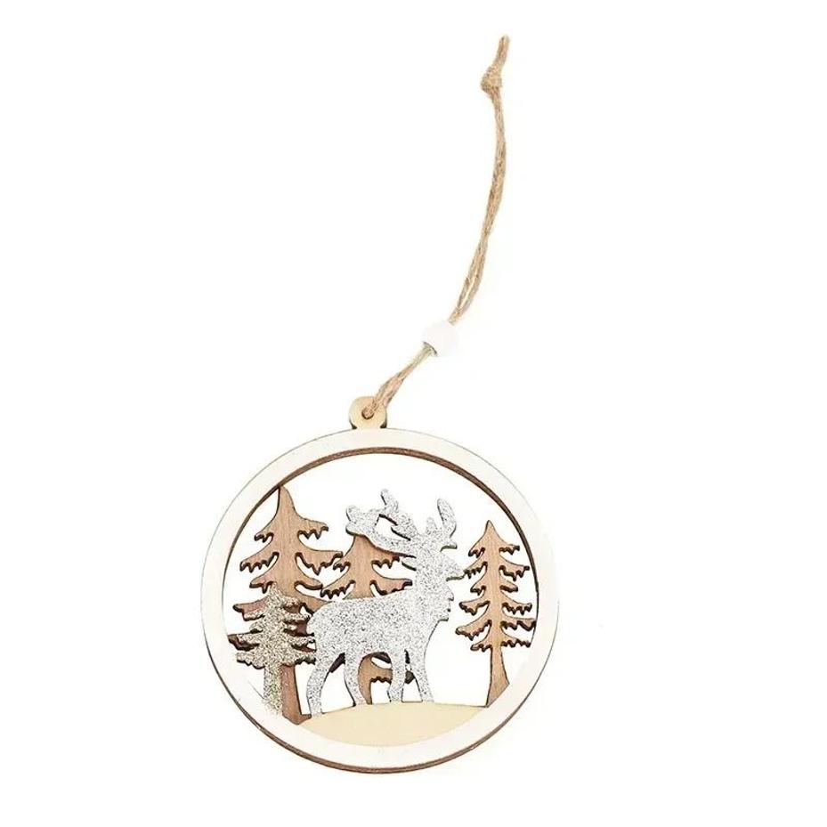 Christmas Home Decoration Atmosphere Style Pendant Wooden Crafts Party Christmas Tree Small Gift Pendant Party Decor Supplies