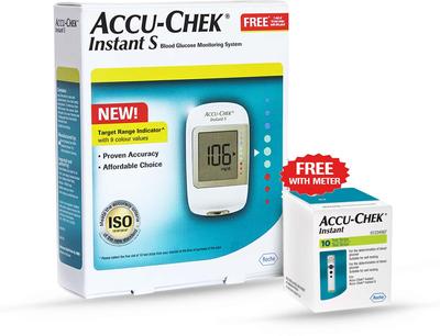 Instant S Blood Glucometer with 10 Test Strips Free