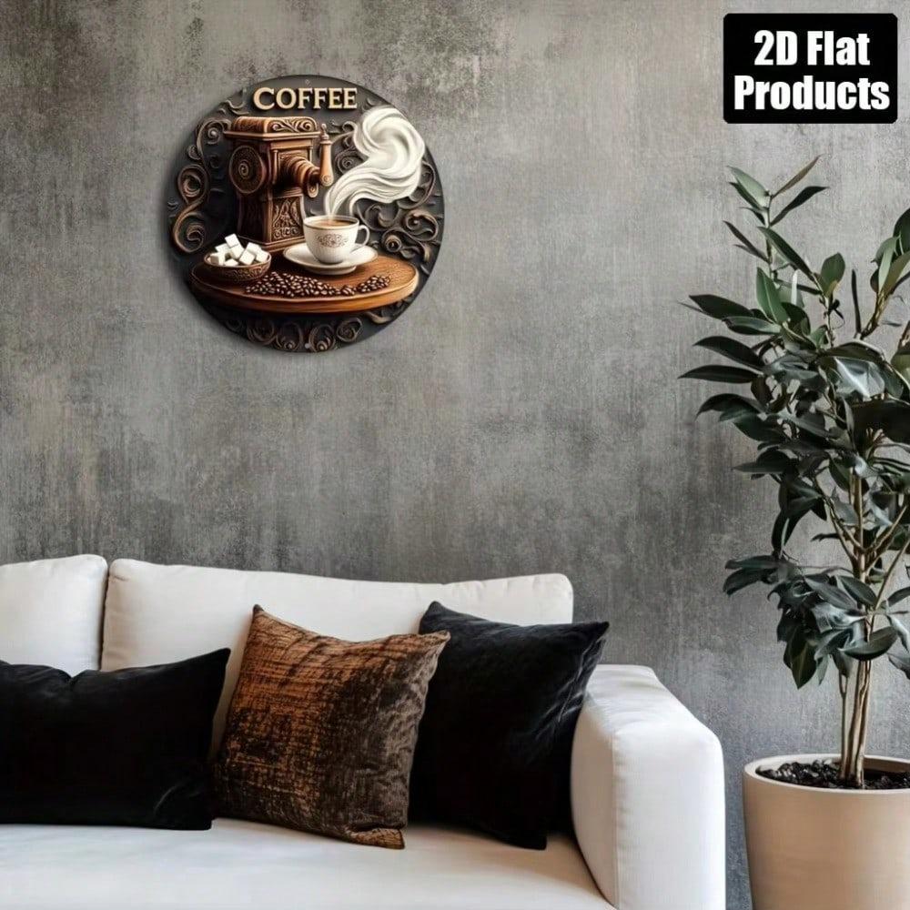 Vintage Coffee Metal Tin Sign Wall Art Round Home Decor Gift