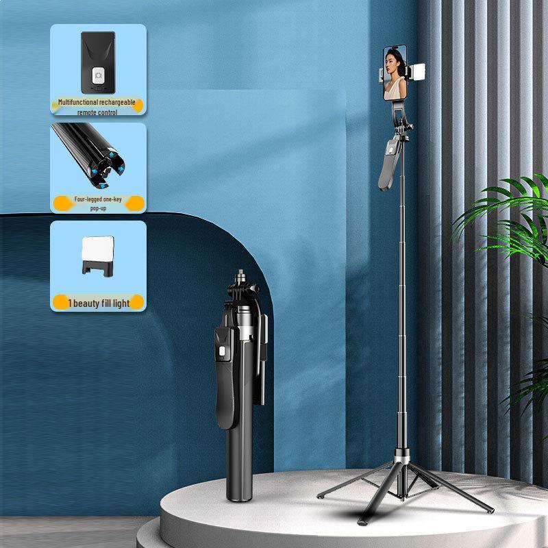 QQE Compact Bluetooth Selfie Stick with 360° Rotation and Adjustable Phone Holder for Horizontal & Vertical Shooting