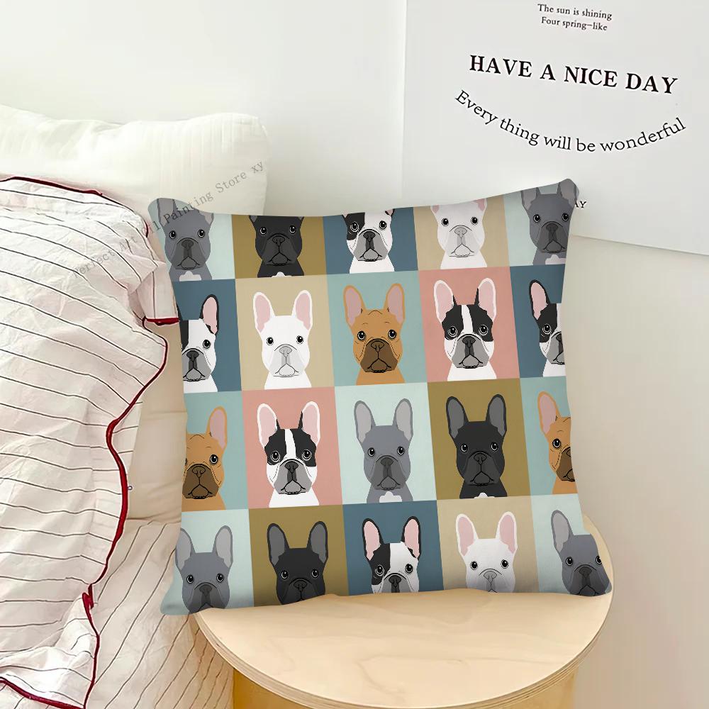 Bulldog Badewannenkissenbezug Quadratisches Kissen Schlafzimmer Sofa Freizeit Komfort Kissen Auto Wohnzimmer Heimdekoration