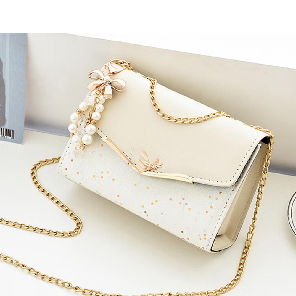 The New 2023 Light Luxury Chain Small Square Bag Shoulder Bag Women's Crossbody Bag Length 21cm High 14cm Wide 8cm