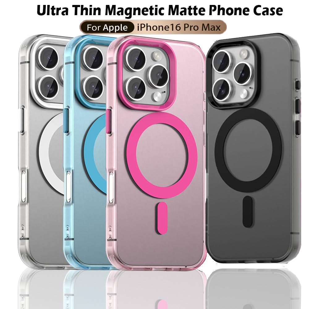Magsafe Matte Phone Case For Apple iPhone 16 15 14 Pro Max Plus 16e Case Magnetic Wireless Charging Shockproof Back Cover