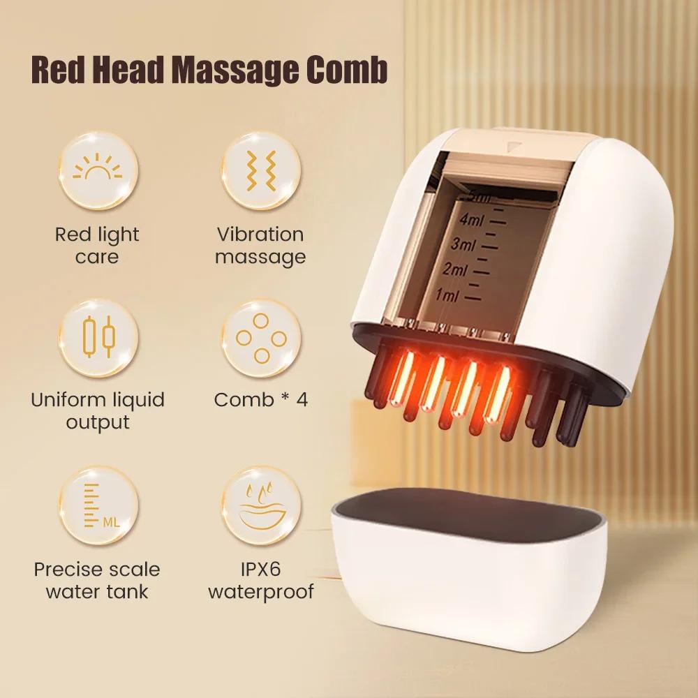 Waterproof Head Scratcher Electric Head Scalp Massager Hair Growth Oil Serum Comb Growth Hair Treatment With Red Light Therapy