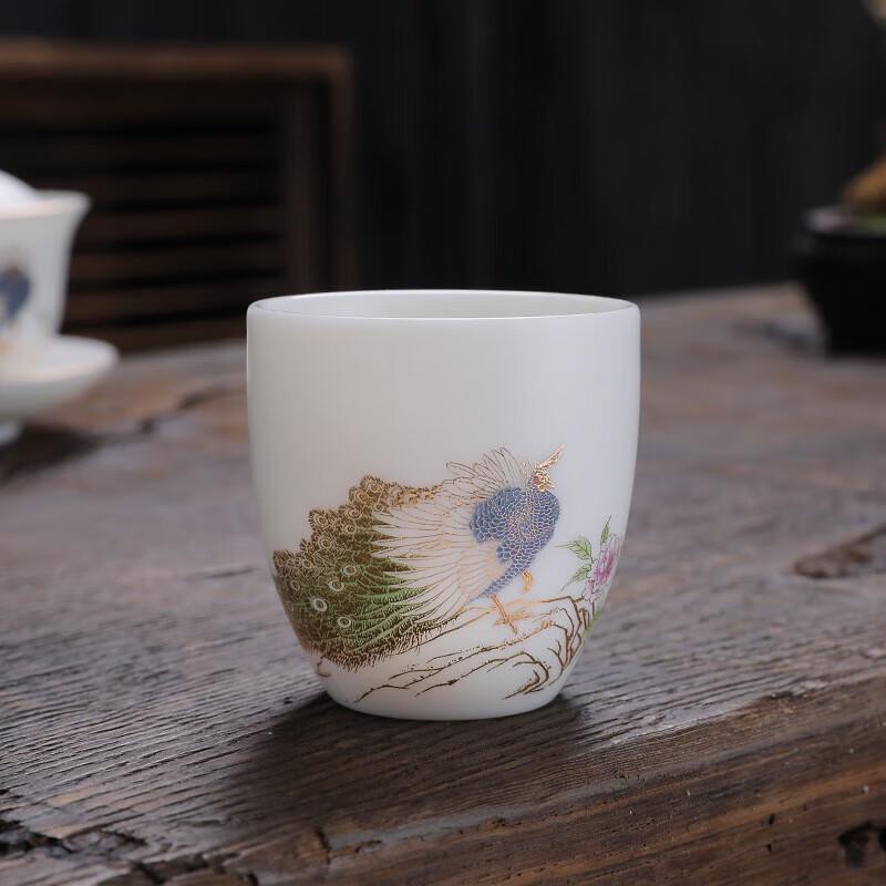 Dehua Mutton-Fat Jade Ceramic Teacup - Auspicious Crane
