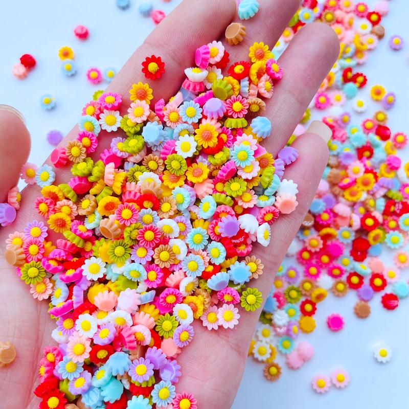 100Pcs  New 6Mm Kawaii Cute Mixed Flowers Flat Back Resin Cabochons Scrapbooking Diy Jewelry Craft Decoration Accessorie A41