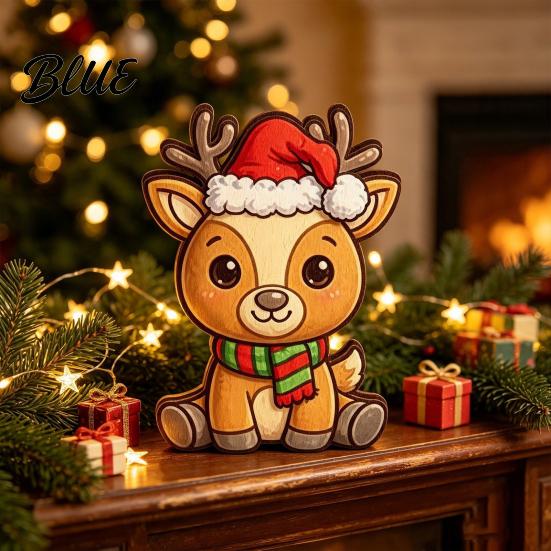 Christmas Gift for Scarf Cartoon with Santa Elk Figurine Friends Wooden Hat And Deer Tabletop