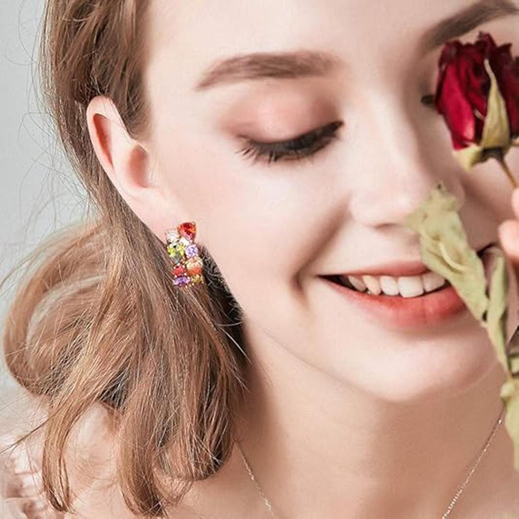 Mona Ohrschleifen Damen Creolen Trendiger Alltags Schmuck Roségold Farbe Helle Zirkonia Accessoires für Verlobung