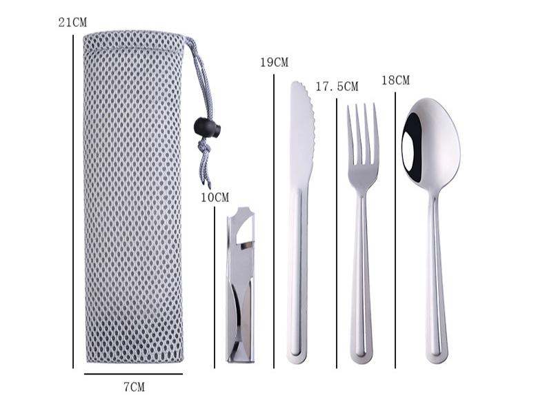 

Бытовой портативный набор столовых приборов, набор столовых приборов для путешествий, походная посуда, набор многоразовых столовых приборов с ложкой, вилкой, инструментами 1 set