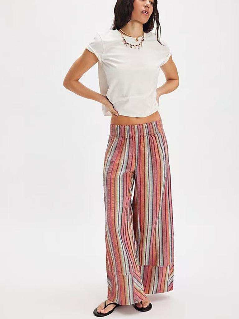 Striped Wide Leg Pants Women Spring/Autumn Casual Loose High Waist Slimming Trousers for Women
