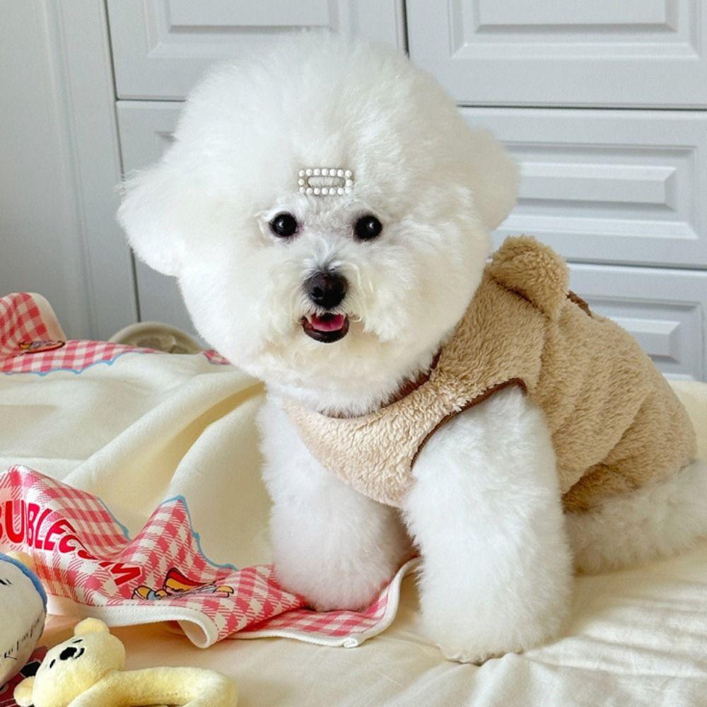 Polyester Dog Winter Coat Cute Puppy Bear Sweater Dog Pullover Plush Teddy Bear Vest  Indoor